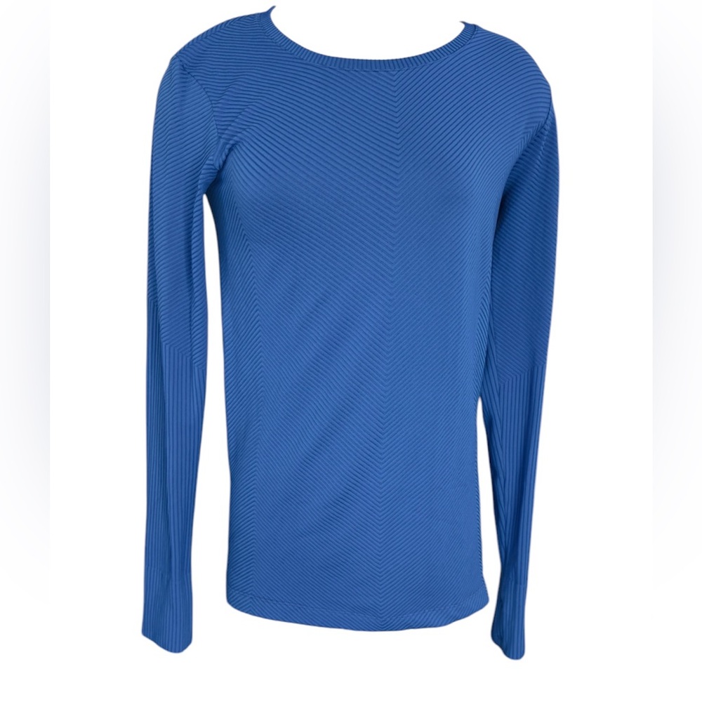 ATHLETA, Women's long-sleeved sports T-shirt, size L, color blue